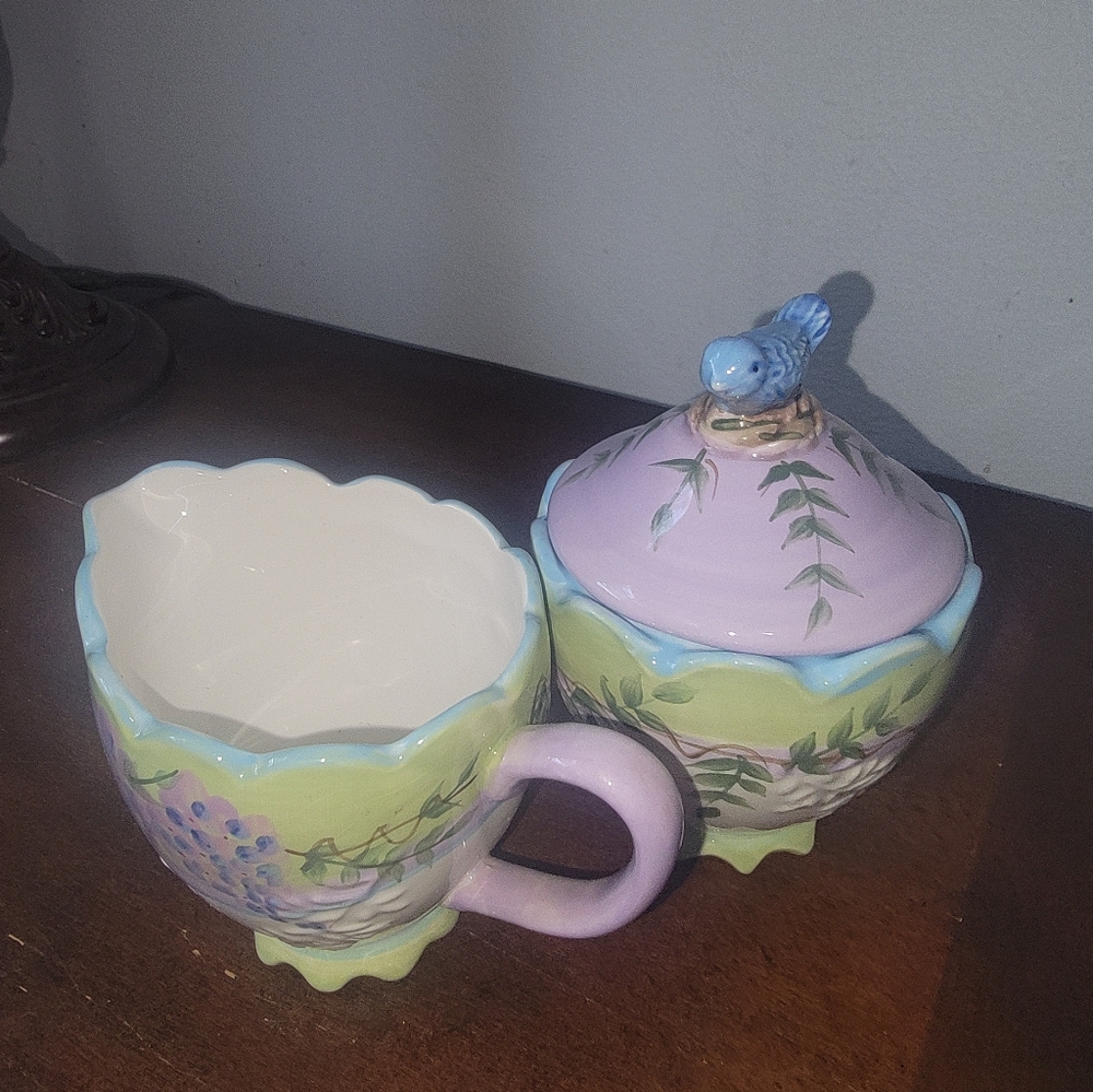 Wisteria Ivory Purple Lavender Green Teapot 🫖Wisteria Garden Sugar and Creamer - Picture 16 of 16